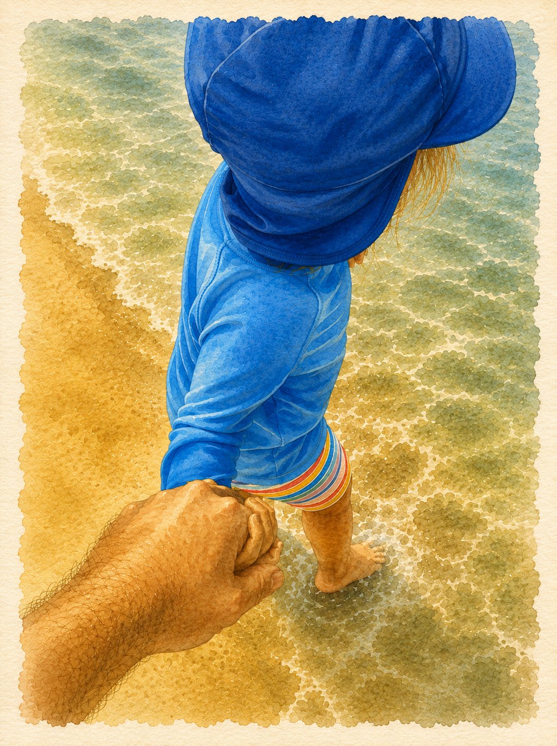 Holding hands at the water's edge