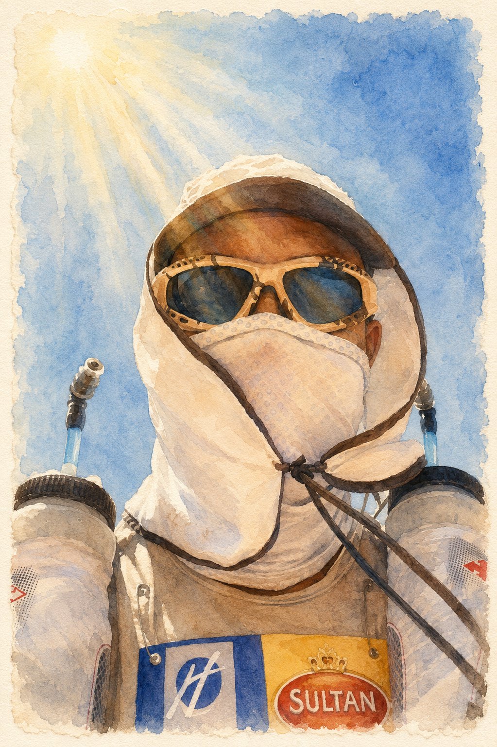 Desert running gear, sun protection